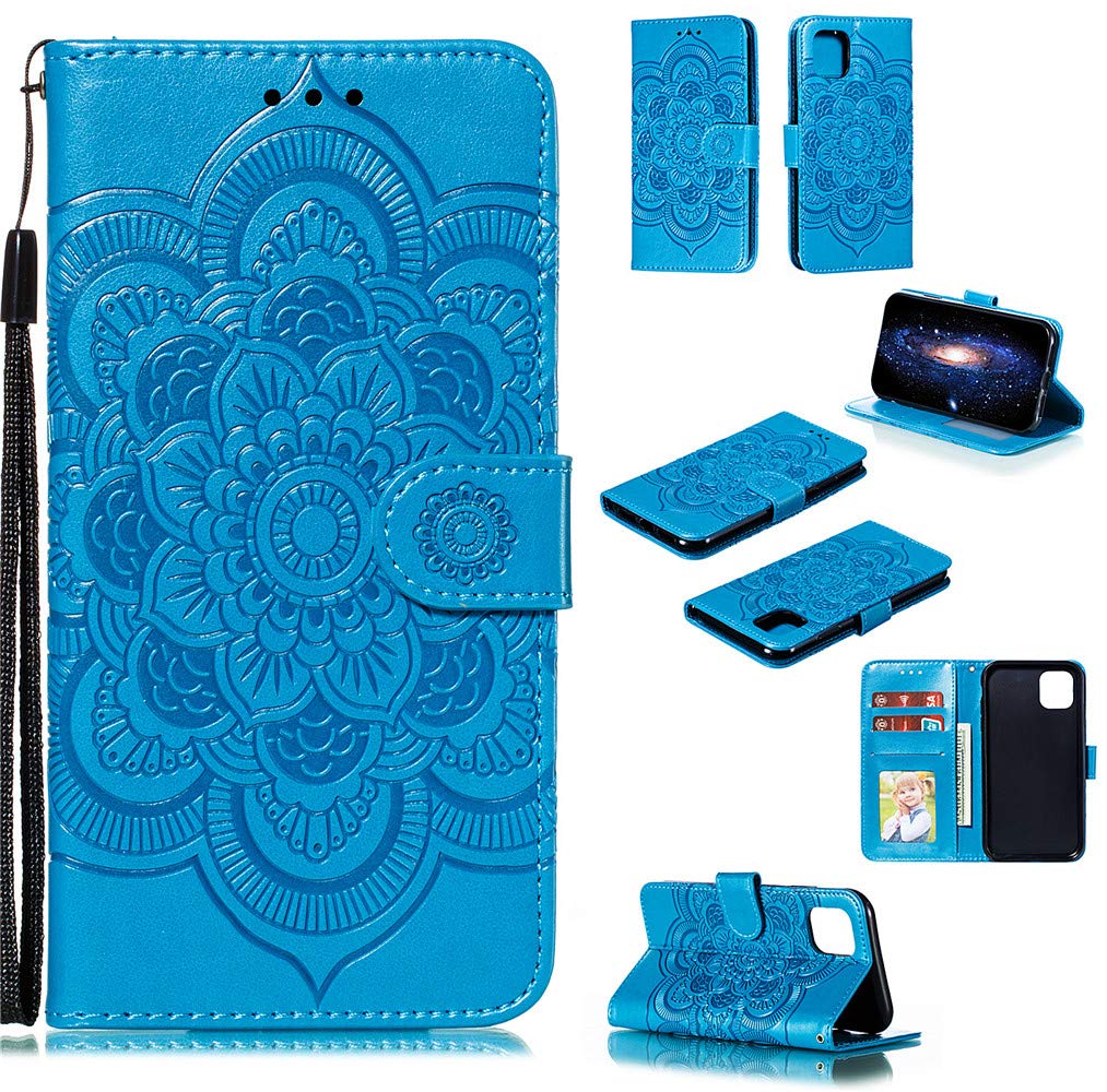 【mana】AppleDesign MEUPZZK iPhone 11 Wallet Case, Embossed Mandala Premium PU Leather